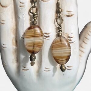 Boho "Agate" Drop Earrings, Wire Wrap Details
